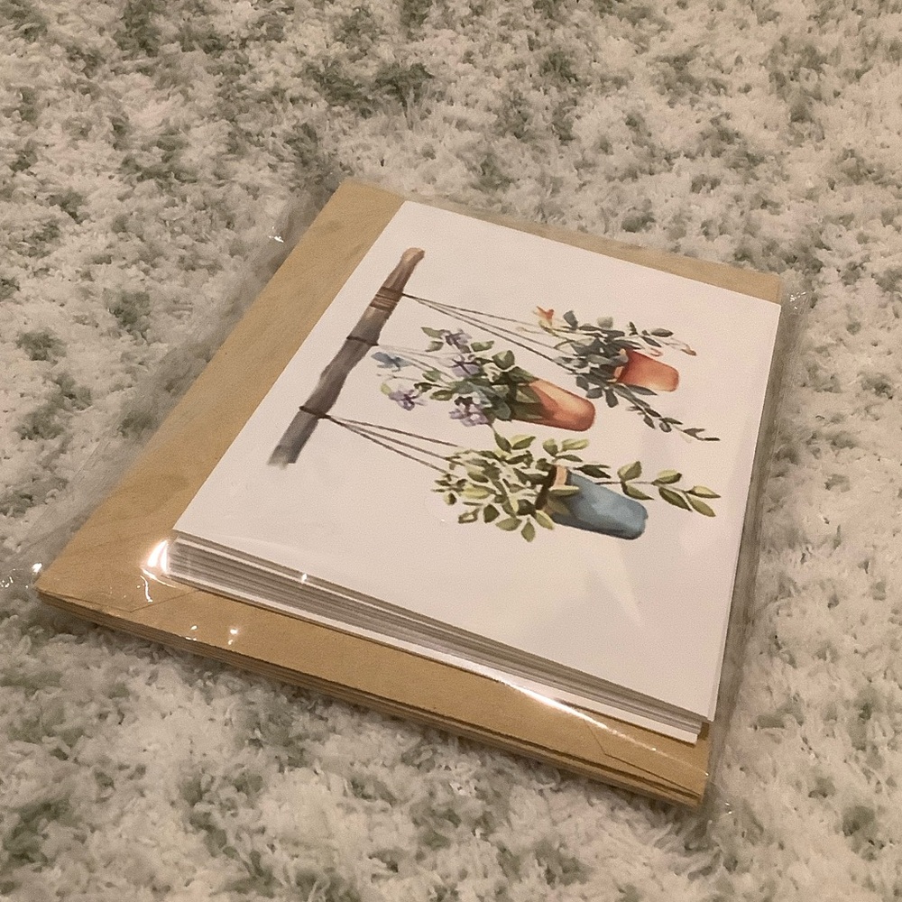 Hanging Plants Watercolor Note Cards Greeting Cards Set of 6 NWT Handcrafted - Picture 5 of 16